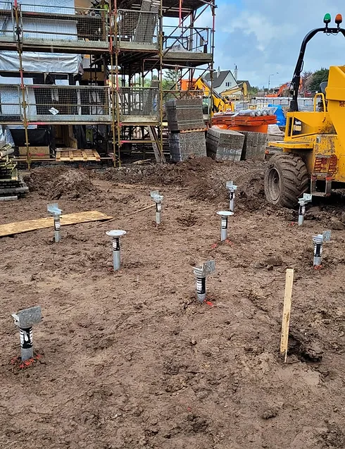  RADIX Screw Piles screwed into the ground.